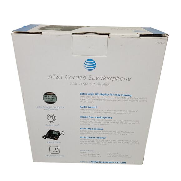 AT&T CL2940 Corded Landline Phone Large Display Desk Wall Mount New Open Box - Picture 5 of 8